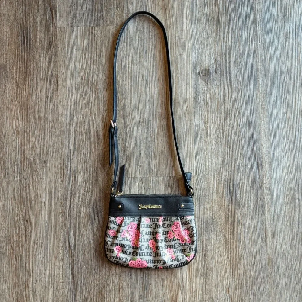 Juicy Couture Pink Blooms Status Crossbody Purse Bag - Like New!